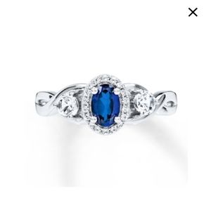 Blue & White Sapphire ring in 925 sterling silver